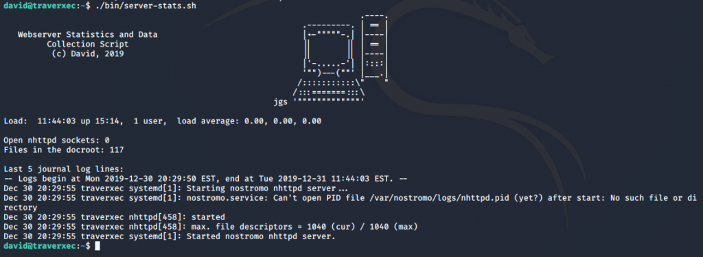 Running sudo the server-stats.sh command