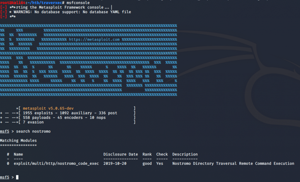 MetaSploit search results